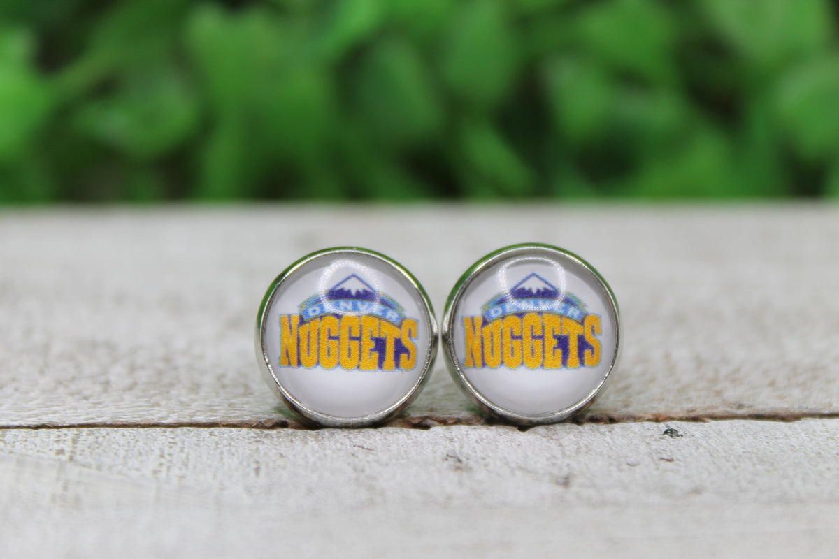 Colorado Nuggets Basketball White Stud Earrings