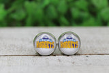 Colorado Nuggets Basketball White Stud Earrings Aaria Tees