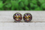 Colorado Nuggets Basketball Black Stud Earrings Aaria Tees