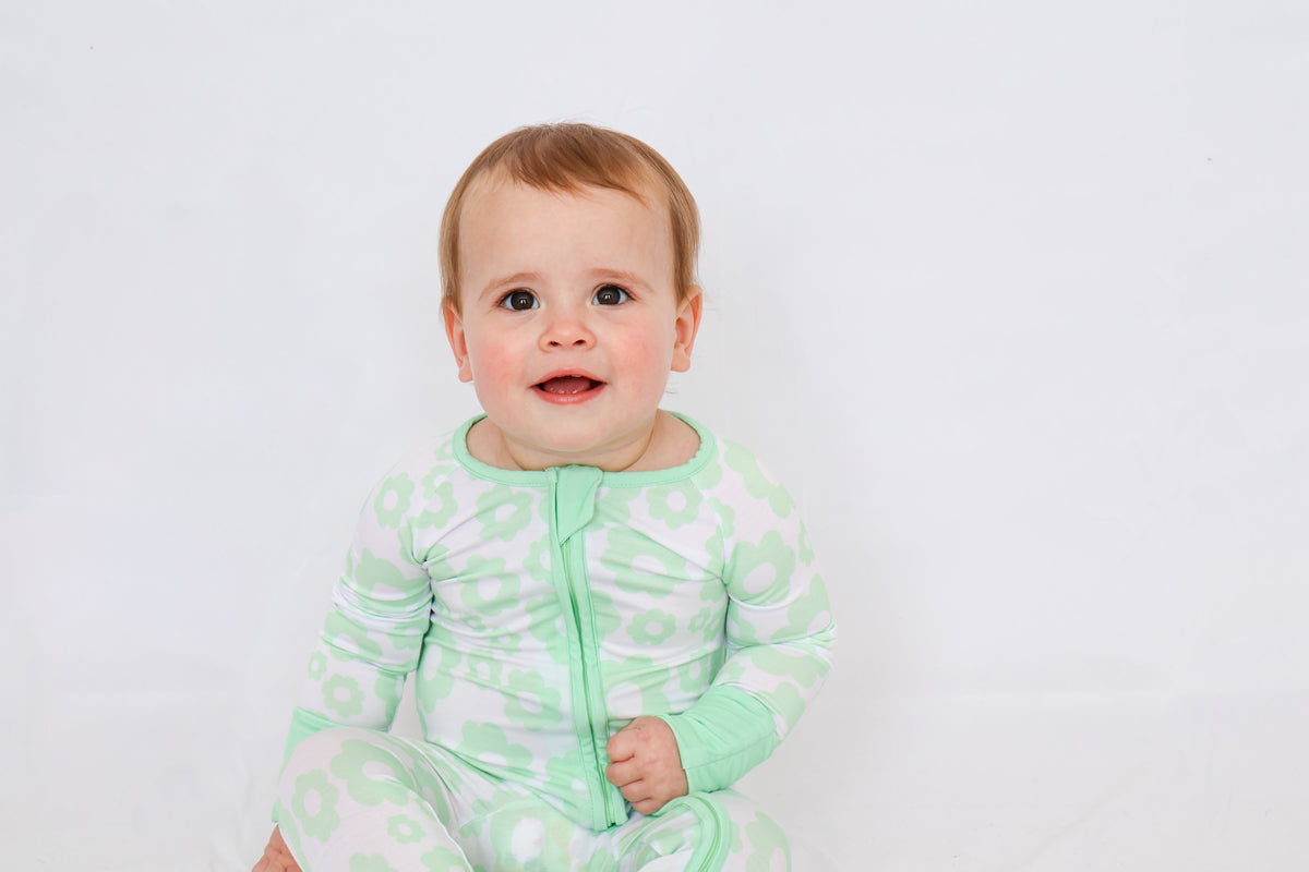 Baby Green Floral Romper - Aaria Tees