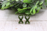 Green Glitter Awareness Ribbons || Stud Earrings Aaria Tees