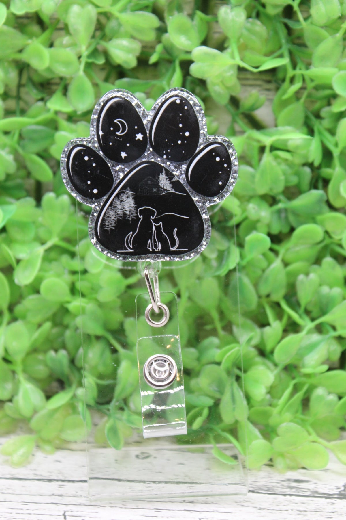 Best Friends Dog Cat Paw Print Badge Reel