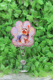 Yorkie Dog Paw Print Badge Reel Aaria Tees