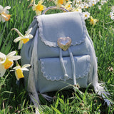 Seaside Sweetheart Fringe Backpack Denim Aaria Tees