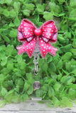 Pink Bow with Heart Badge Reel Aaria Tees