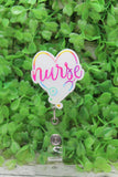 NURSE Watercolor Heart Stethoscope Badge Reel Aaria Tees