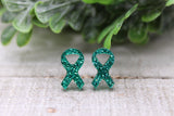 Teal Glitter Awareness Ribbons || Stud Earrings Aaria Tees