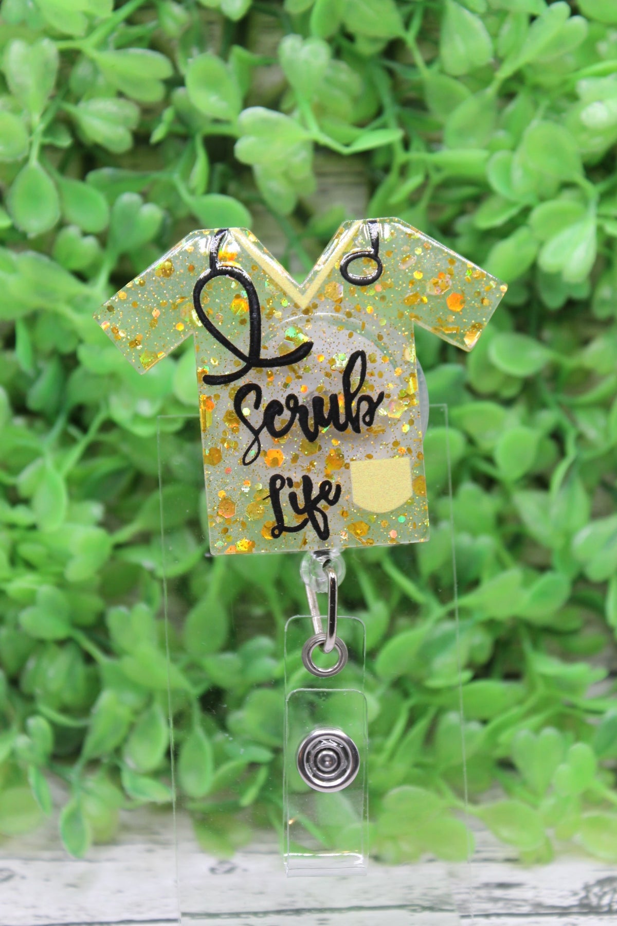 Scrub Life Yellow Confetti Badge Reel