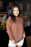 Mock Neck Sweatshirt, Brown - Aaria Tees Aaria Tees