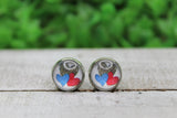 Leopard & Patriotic Hearts Trio Stud Earrings Aaria Tees