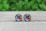 Leopard & Patriotic Hearts Trio 'Mini' Stud Earrings Aaria Tees