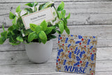 NURSE Blue Floral & Dogs Badge Buddy Aaria Tees