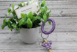 Purple Daisy Cow Sparkle Coil Wristlet Keychain Aaria Tees