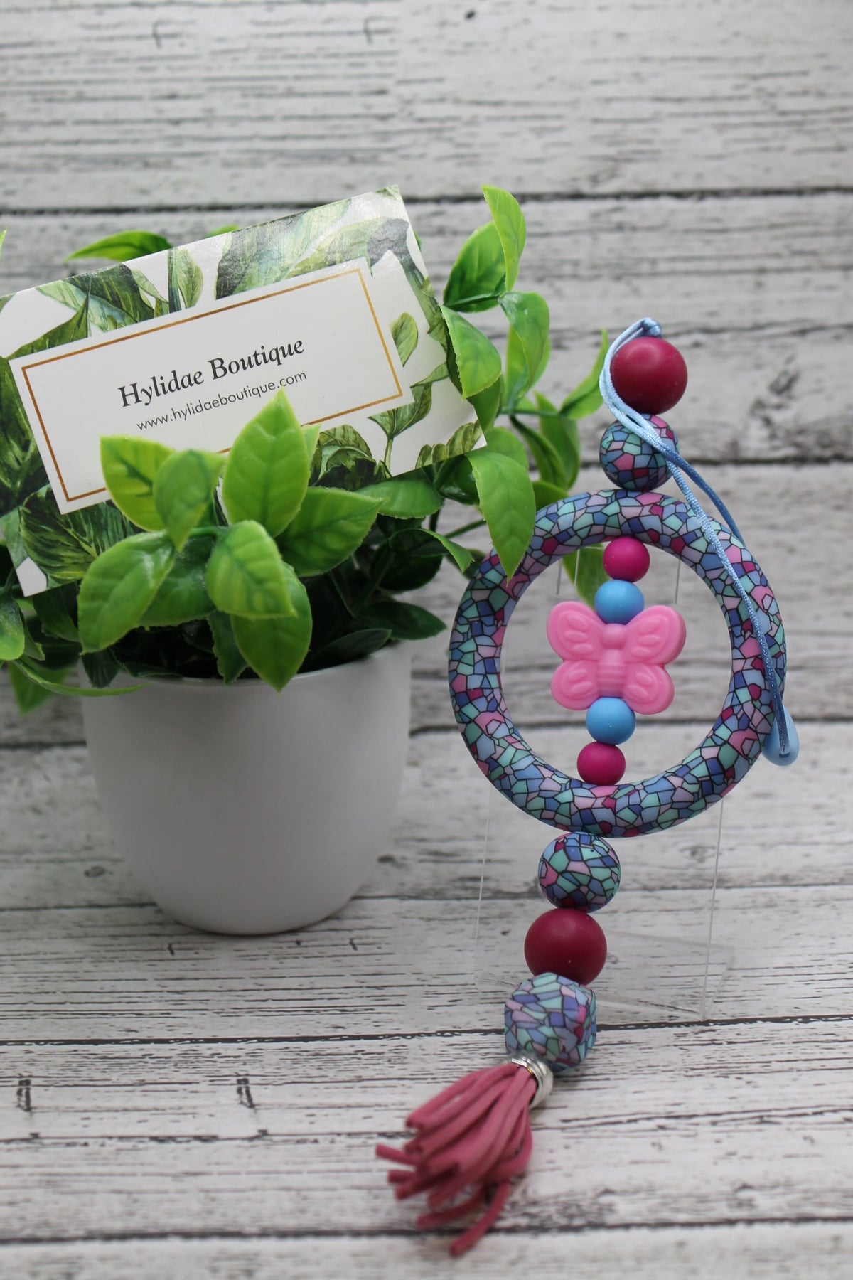 Stained Glass Butterfly Car Charm