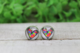 Autism Awareness Doodle Heart Stud Earrings Aaria Tees