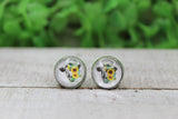 Cow and Sunflowers Stud Earrings Aaria Tees