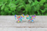 Colorful Confetti Bow Stud Earrings Aaria Tees