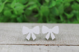 White Bow Stud Earrings Aaria Tees