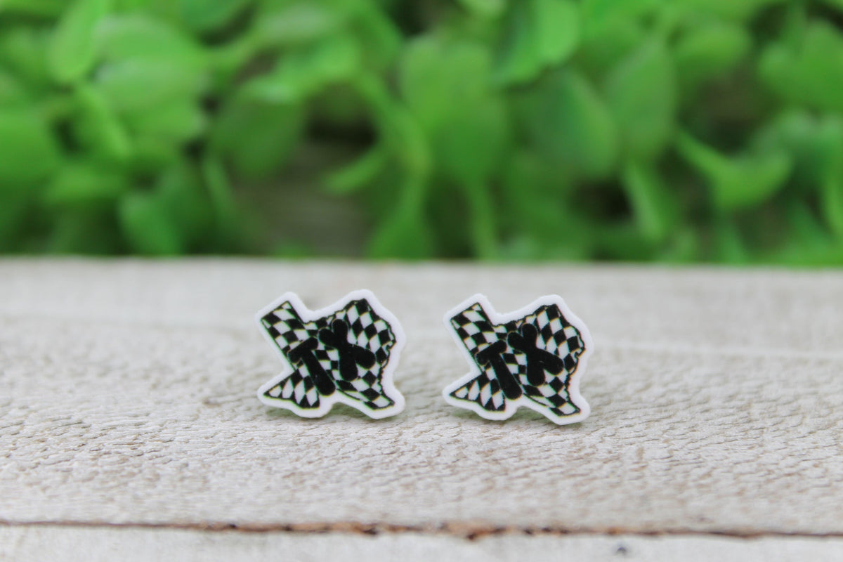 Texas Checkered Stud Earrings