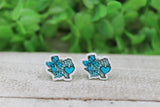 Texas Blue Heart and Bow Stud Earrings Aaria Tees