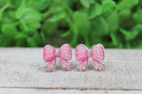 Pink Polka Dot Bow Stud Earrings Aaria Tees