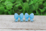 Blue Polka Dot Bow Stud Earrings Aaria Tees