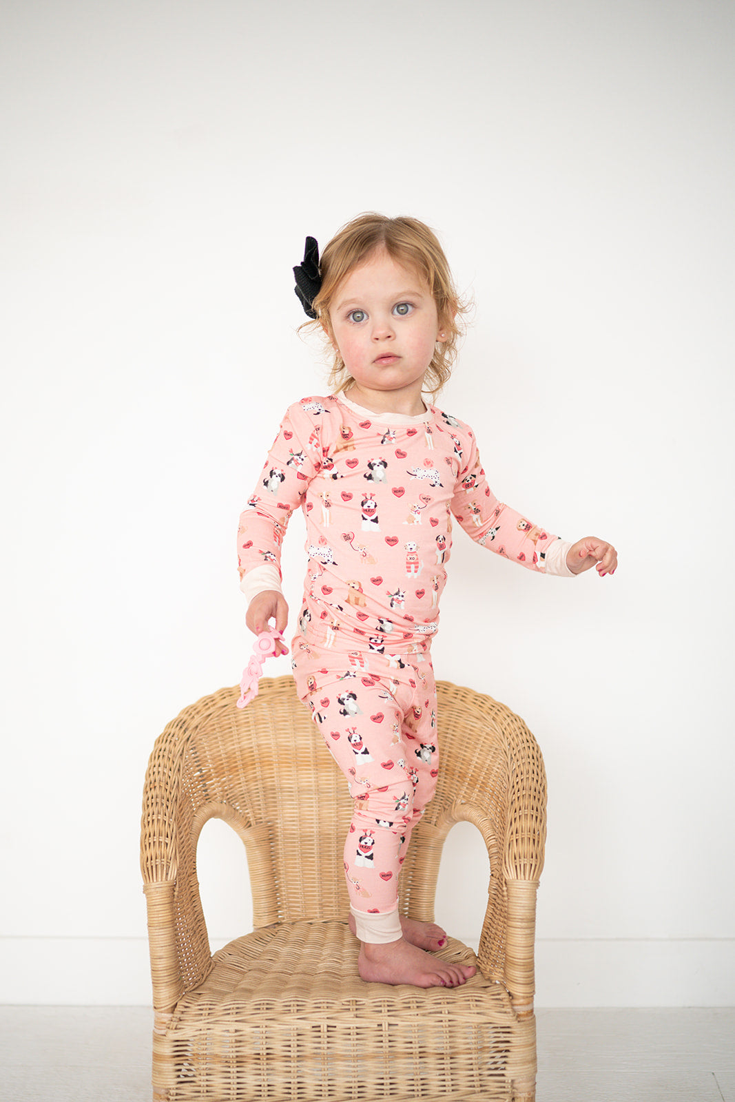 Pups & Kisses (Long Sleeve PJ) - Pink - Aaria Tees
