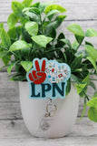 Peace Love LPN Badge Reel Aaria Tees