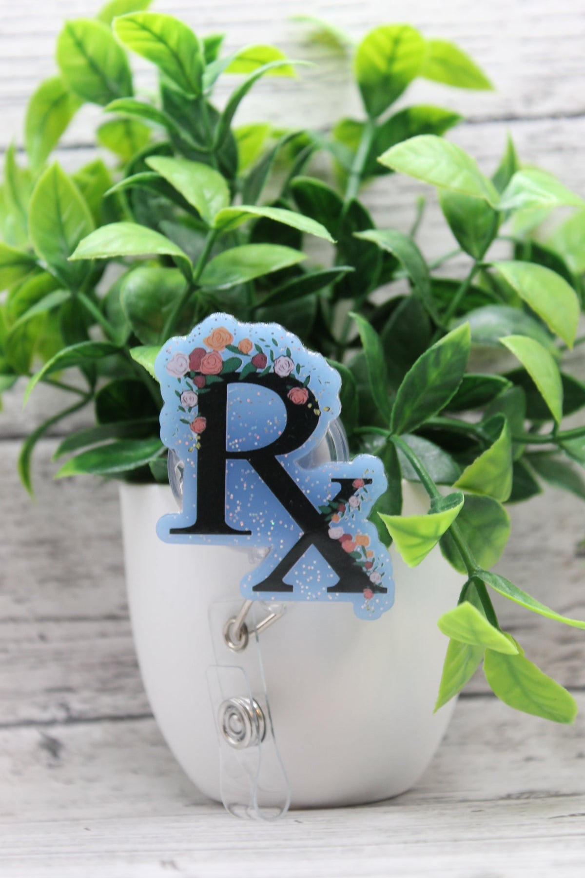 RX Blue Floral Badge Reel