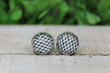 Checkered Print Glass Stud Earrings Aaria Tees