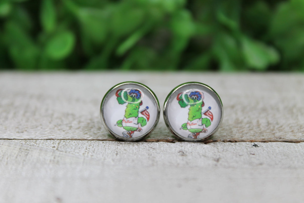Phillies Baseball Mascot Glass Stud Earrings