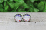 Patriotic Jeep Glass Stud Earrings Aaria Tees