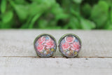 Stained Glass Pink Roses Glass Stud Earrings Aaria Tees
