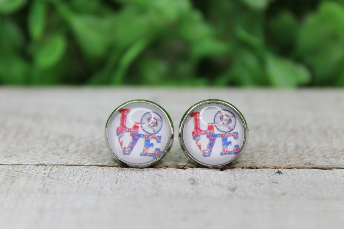 LOVE Phillies Baseball Glass Stud Earrings