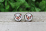 Floral Chicken Glass Stud Earrings Aaria Tees