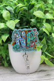 NP Nurse Practitioner on Blue Glitter Badge Reel Aaria Tees