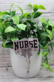 NURSE Checkered Bow Badge Reel Aaria Tees