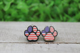 American Flag Paw Print Stud Earrings Aaria Tees