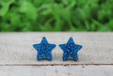Blue Glitter Star Stud Earrings Aaria Tees