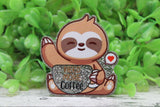 Need More Coffee Sloth Badge Reel Aaria Tees