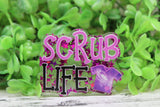 Scrub Life Purple Confetti Badge Reel Aaria Tees