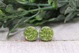 Light Green Sparkle Druzy Stud Earrings Aaria Tees
