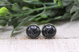Black Cracked Faux Stone Stud Earrings Aaria Tees