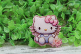 Pink Flower Cat Badge Reel Aaria Tees