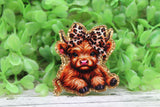 Leopard Bow Highland Cow Badge Reel Aaria Tees
