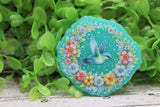 Floral Hummingbird Badge Reel Aaria Tees