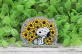 White Dog in Sunflowers Badge Reel Aaria Tees