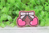 Pink Cherries with Bow on Glitter Badge Reel Aaria Tees