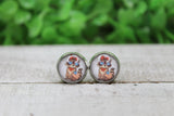 Patriotic Raccoon Glass Stud Earrings Aaria Tees