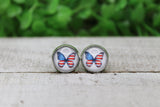American Flag Butterfly Glass Stud Earrings Aaria Tees